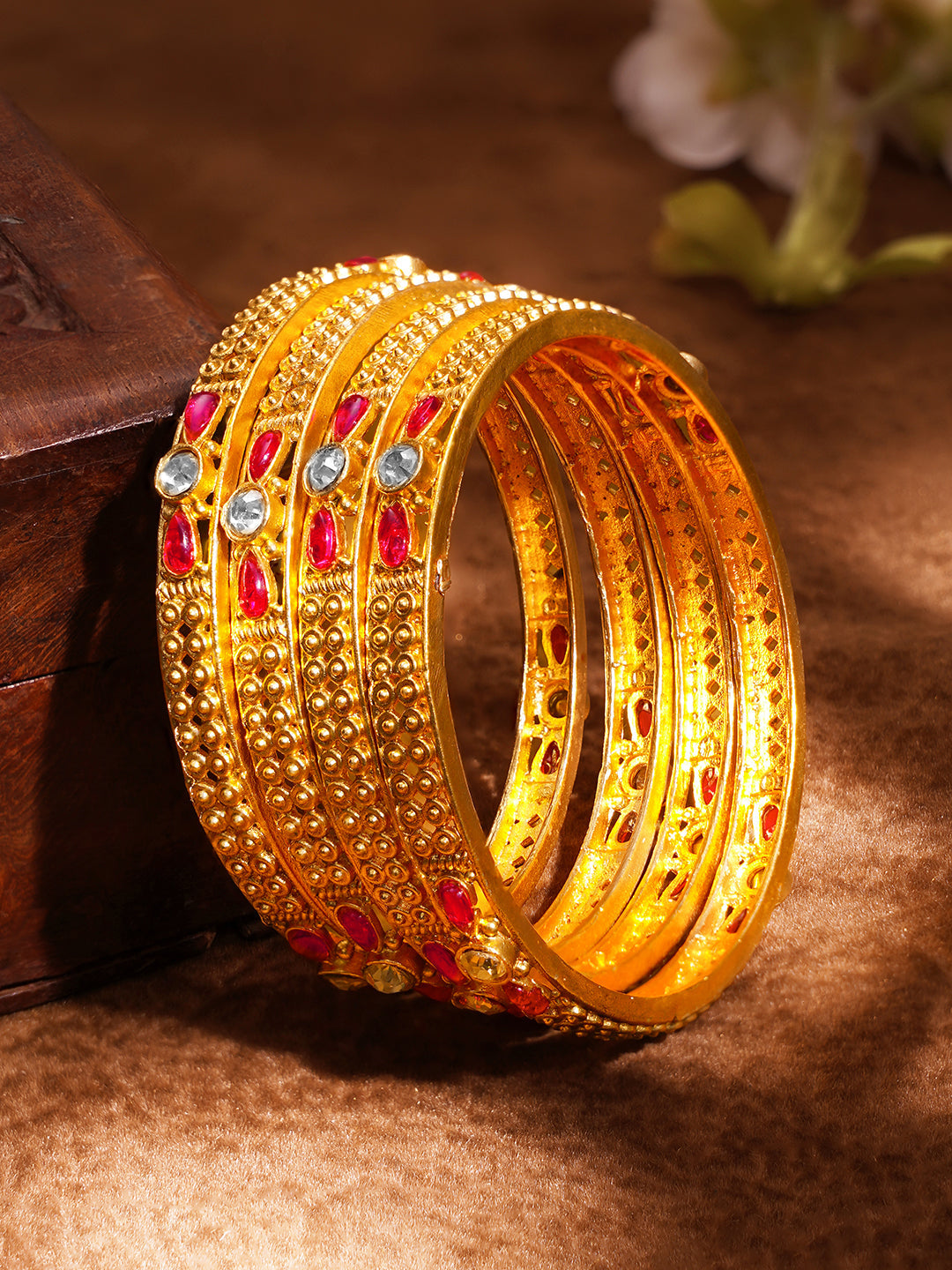 Heritage Gold Statement Bangles Set 2.6 - Medium