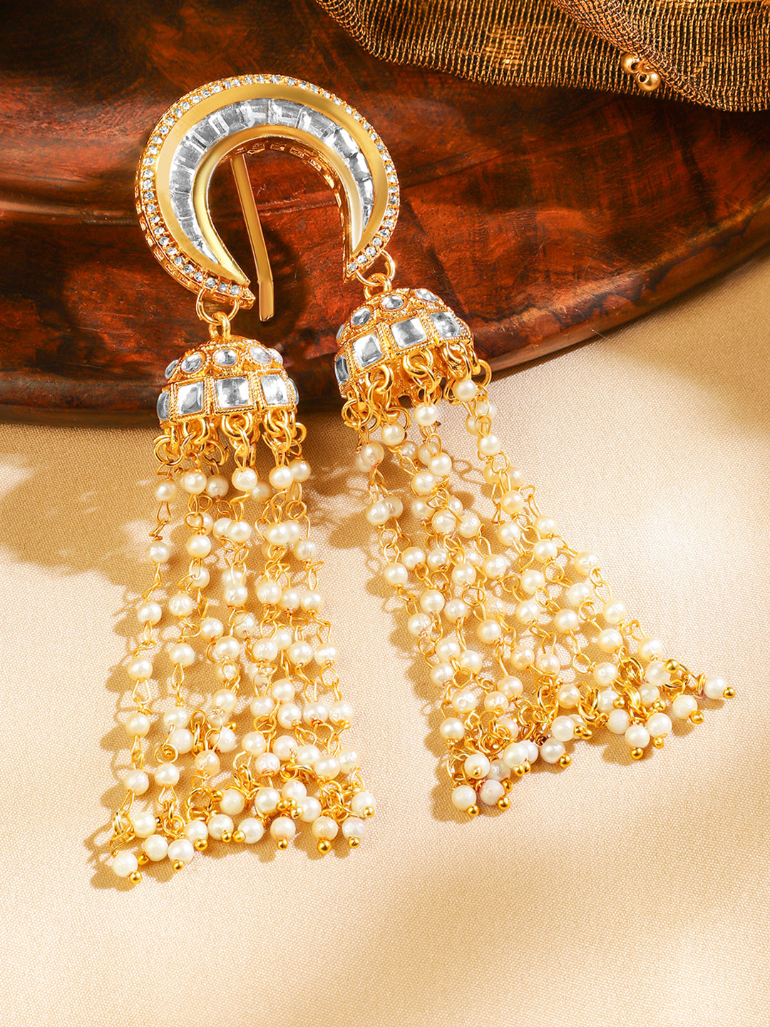 Kundan Pearl Shimmering Hair Brooch フリーサイズ