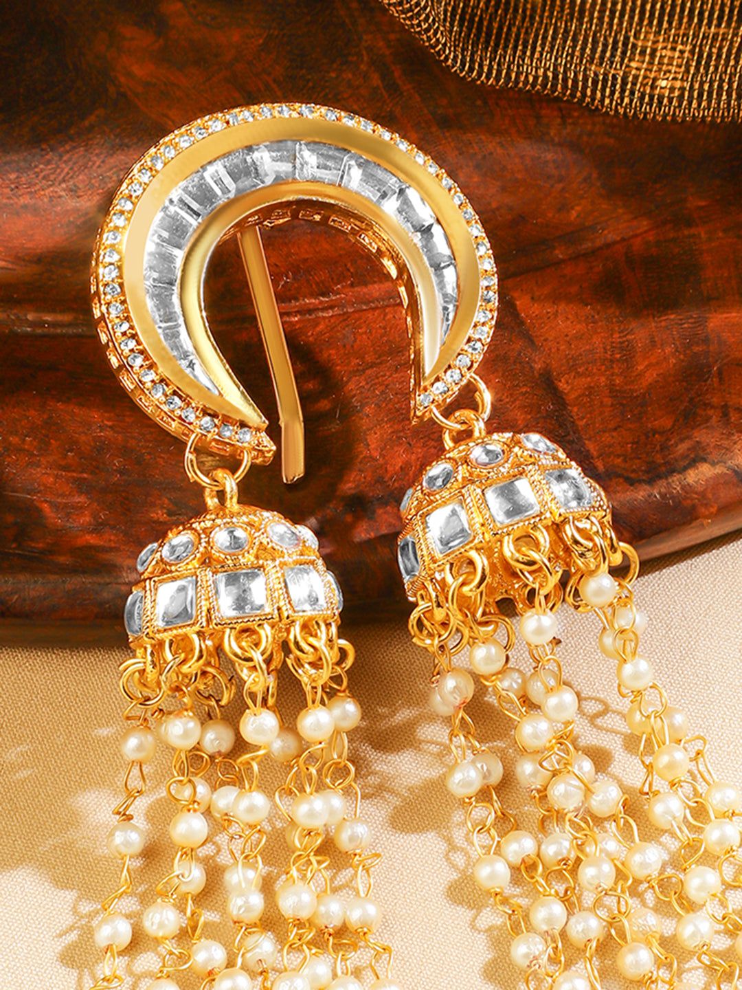 Kundan Pearl Shimmering Hair Brooch フリーサイズ