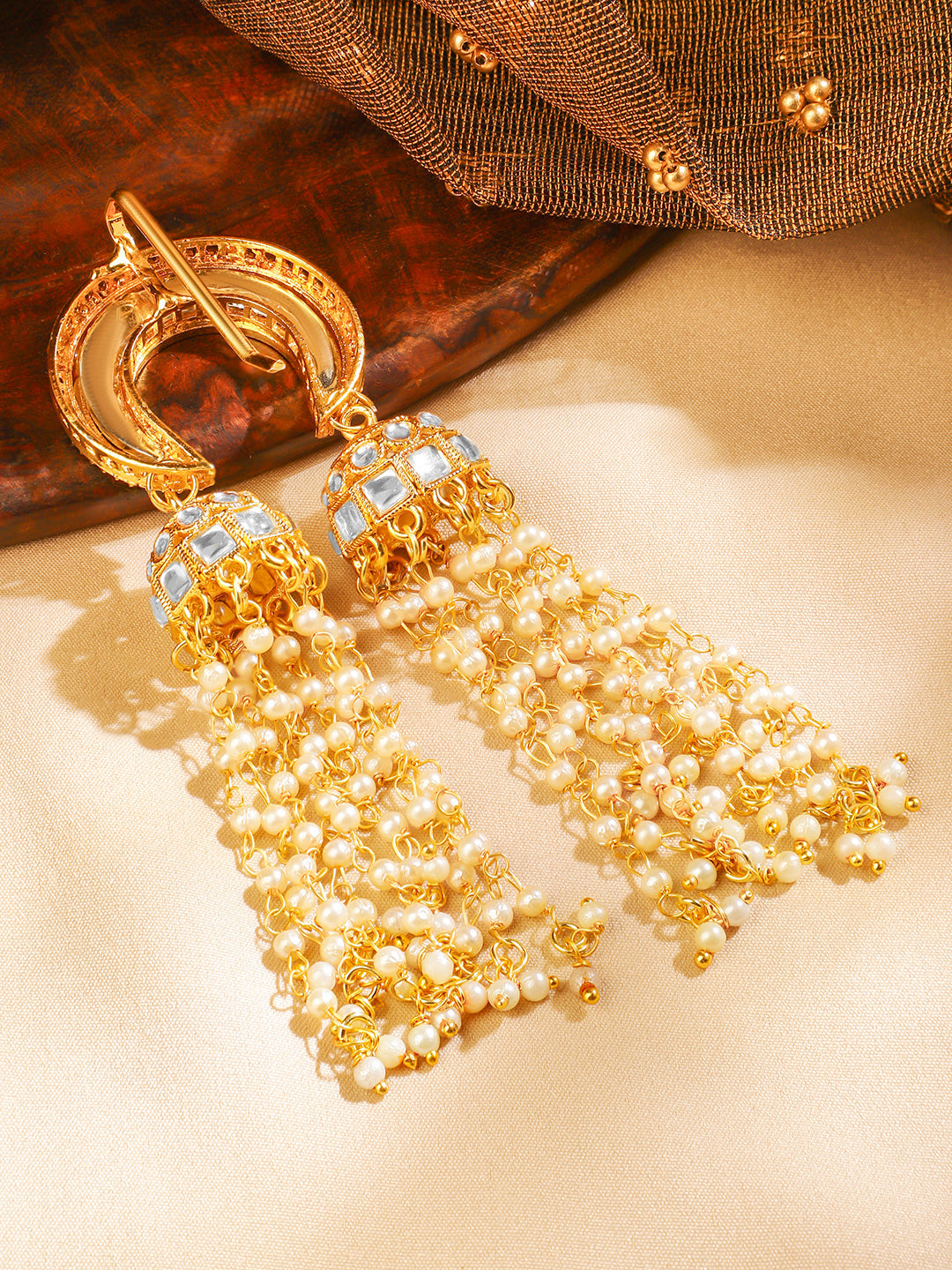 Kundan Pearl Shimmering Hair Brooch フリーサイズ
