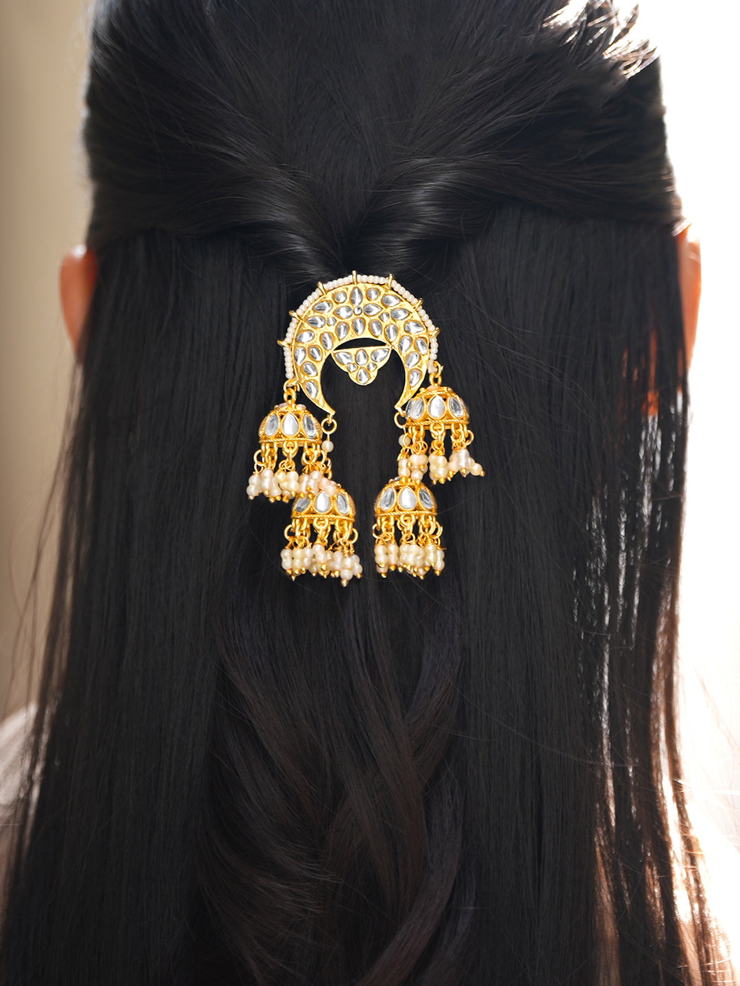 Opulent Kundan Hair Brooch フリーサイズ