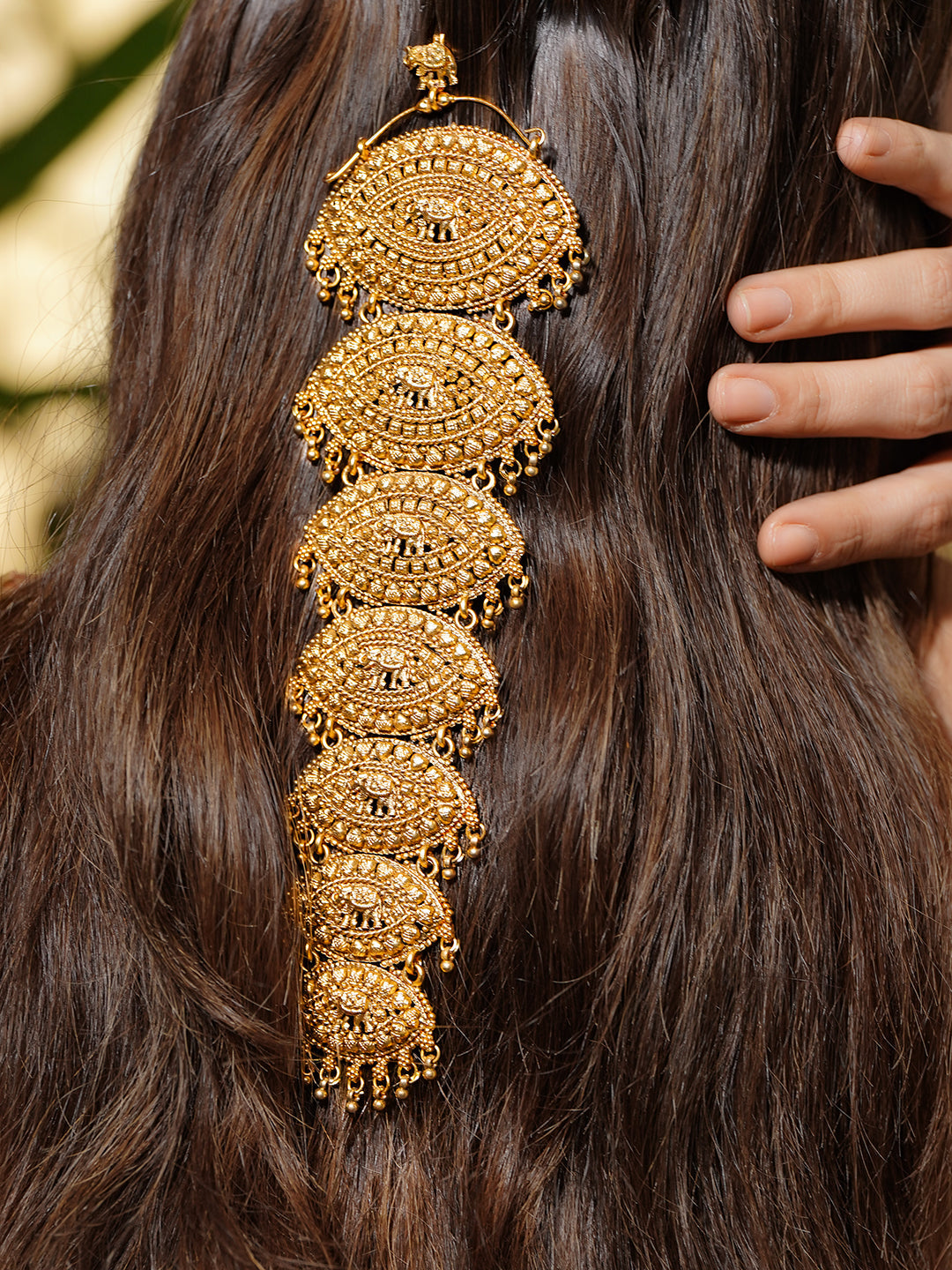 Gold Toned Hair Brooch With Elephant Motif フリーサイズ