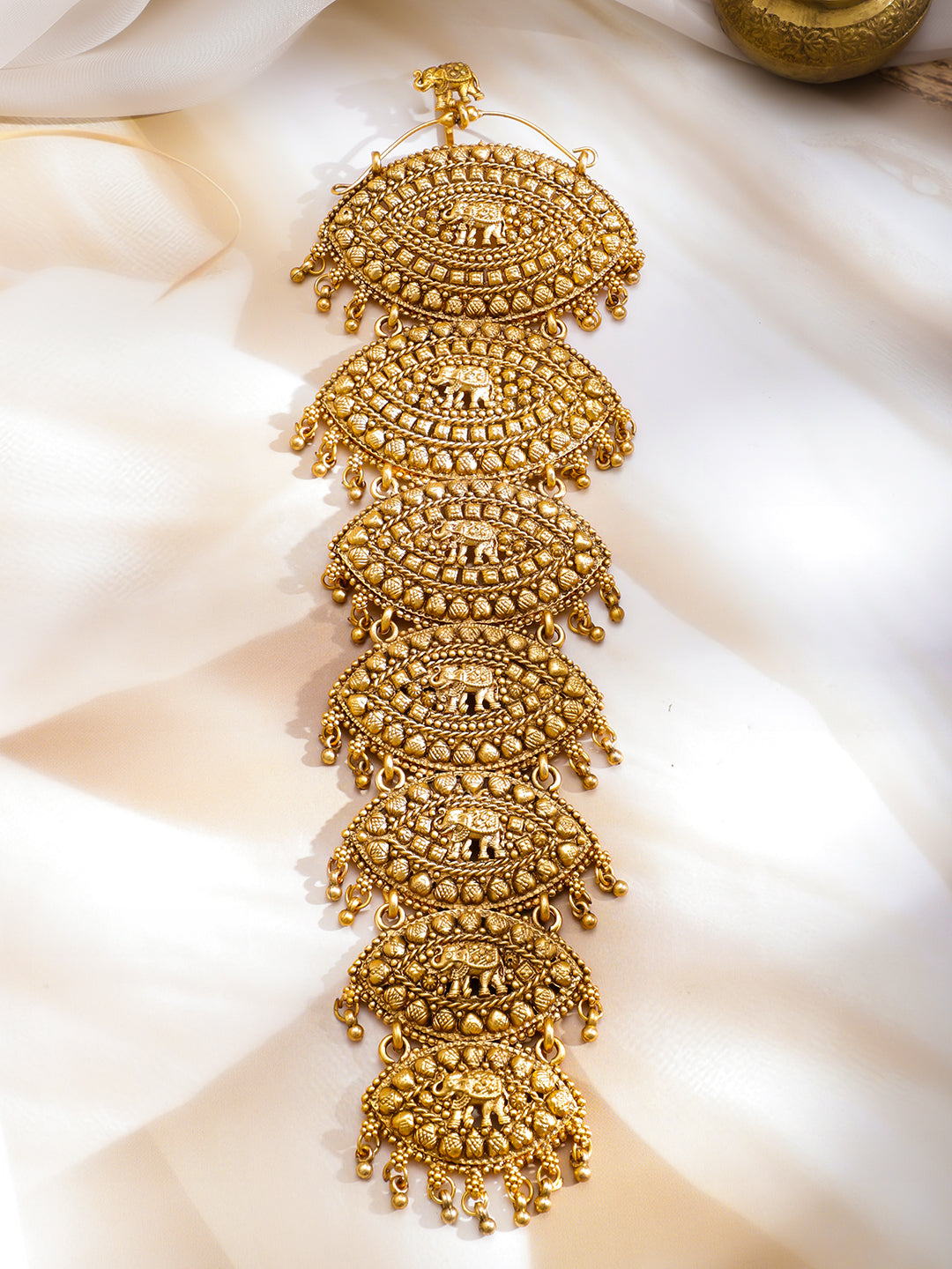 Gold Toned Hair Brooch With Elephant Motif フリーサイズ