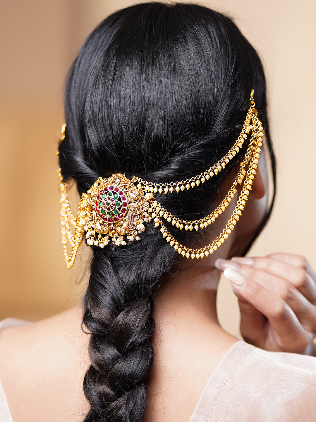Bridal Pearl Gold Hair Accessory フリーサイズ