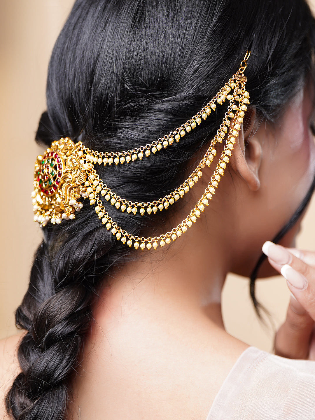 Bridal Pearl Gold Hair Accessory フリーサイズ