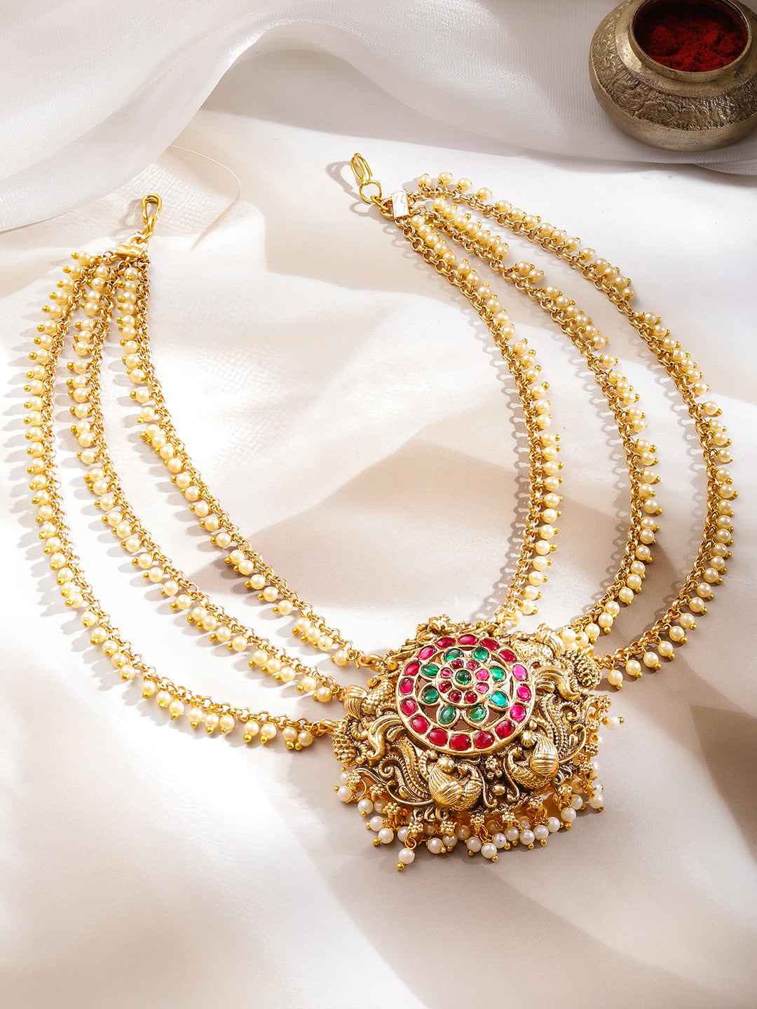 Bridal Pearl Gold Hair Accessory フリーサイズ