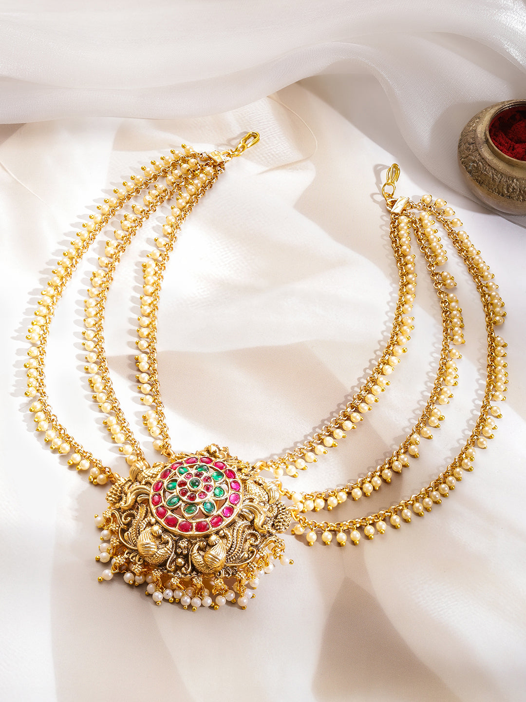 Bridal Pearl Gold Hair Accessory フリーサイズ