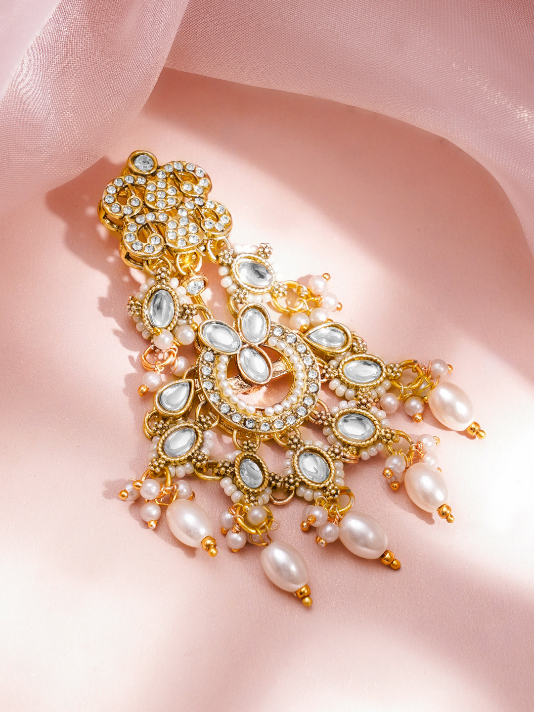 Royal Kundan Pearl Statement Hair Accessory フリーサイズ