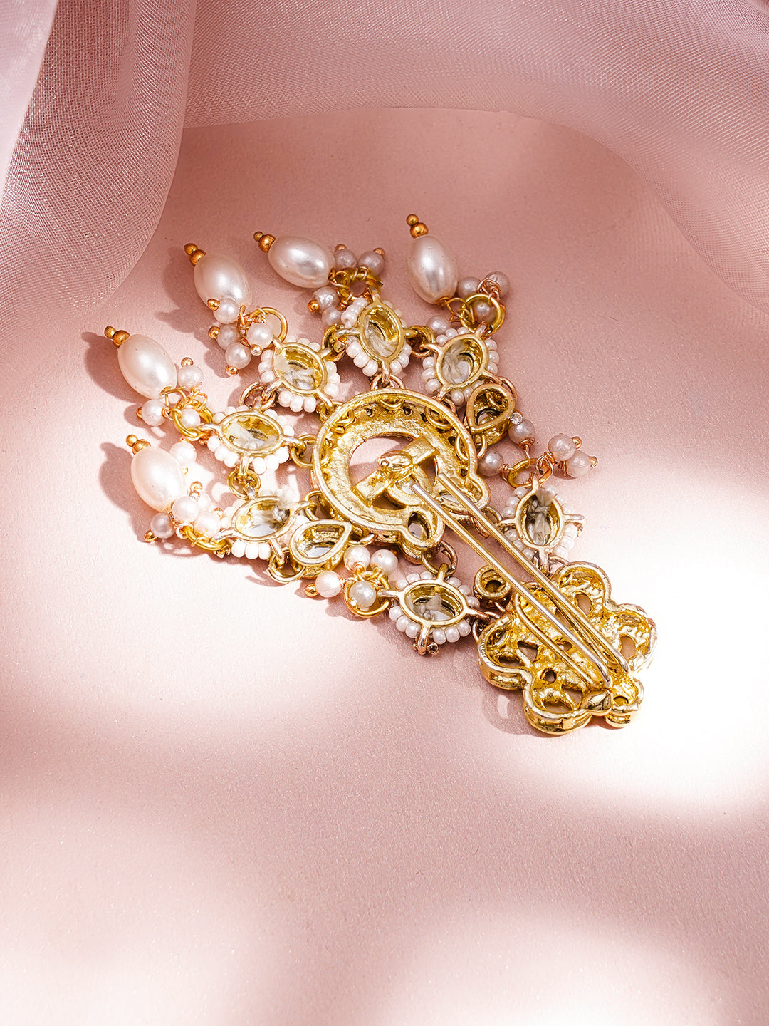 Royal Kundan Pearl Statement Hair Accessory フリーサイズ
