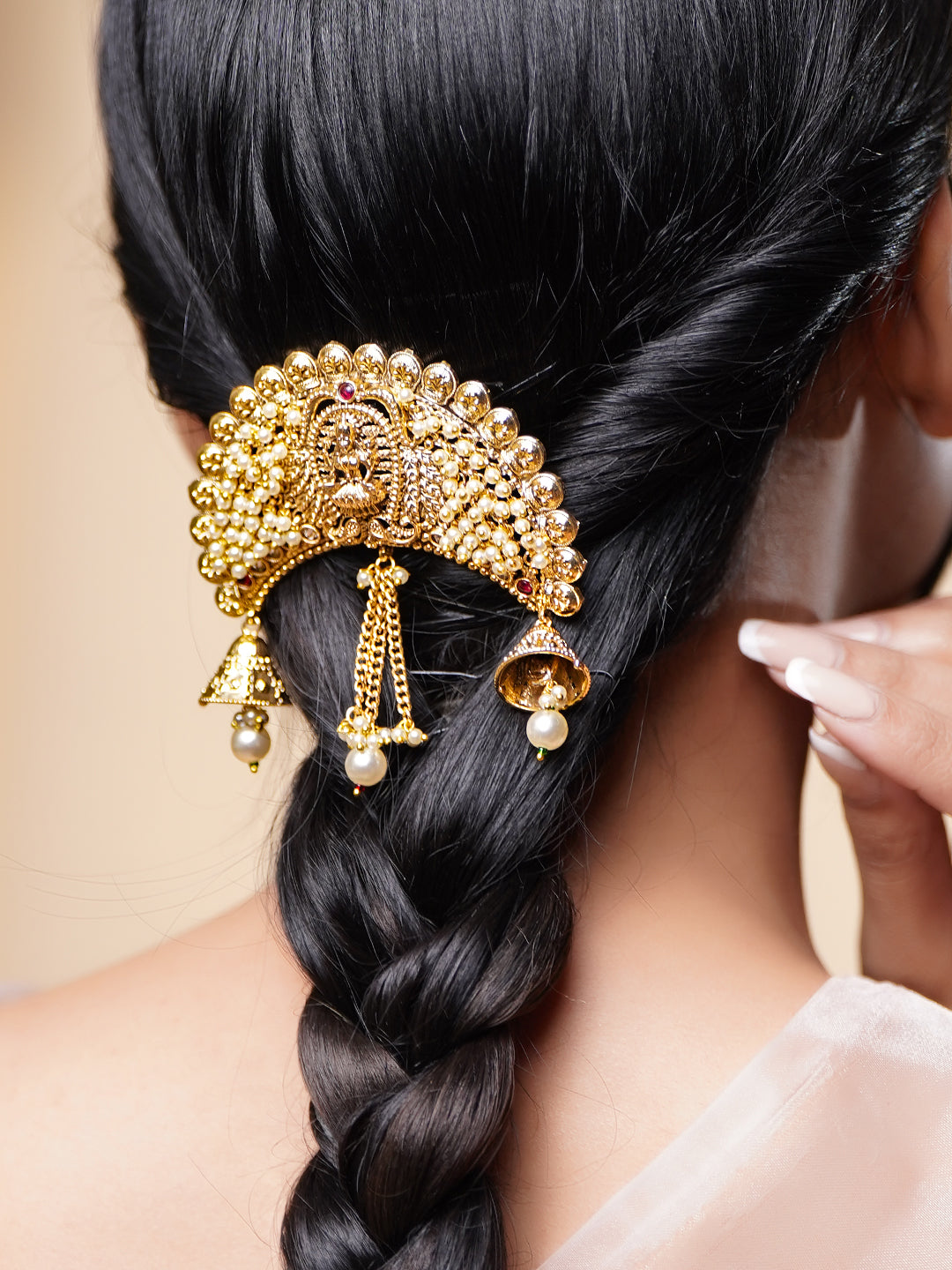 Bridal Temple Pearl Hair Accessory フリーサイズ