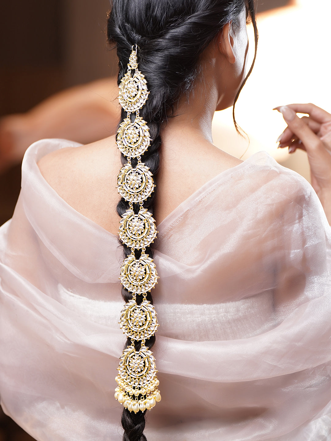 Kundan Tales Woven Through Hair Brooch フリーサイズ