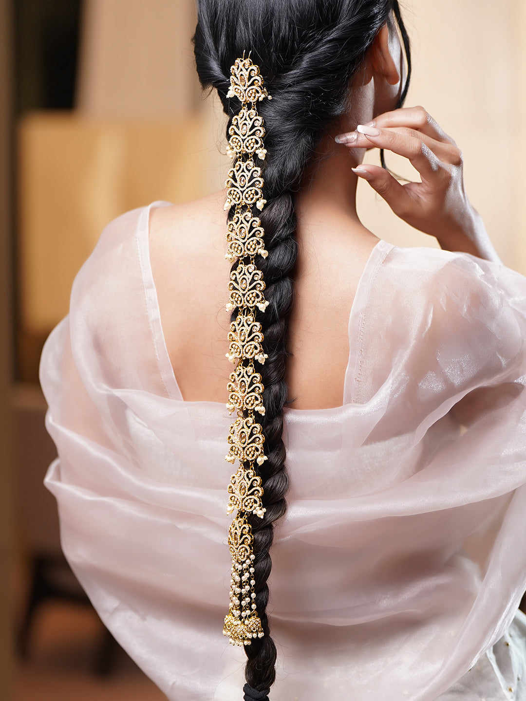 Pearl Embellished Gold Toned Hair Brooch フリーサイズ