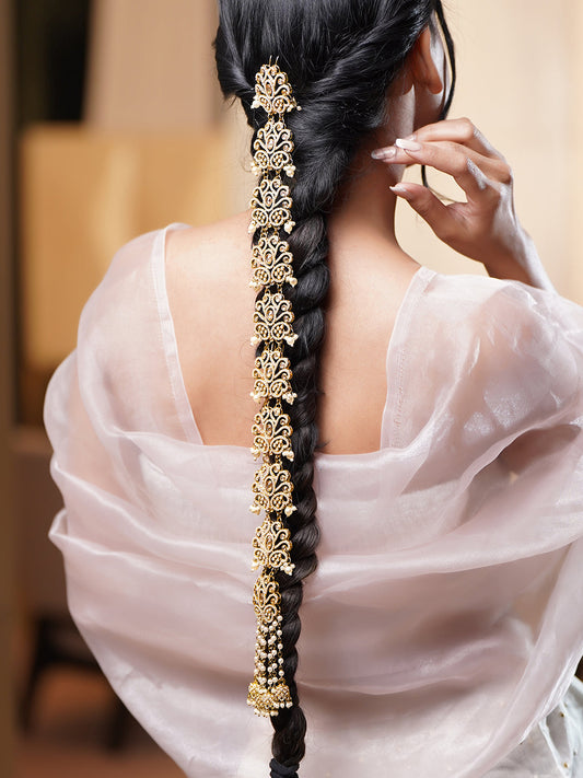 Pearl Embellished Gold Toned Hair Brooch フリーサイズ