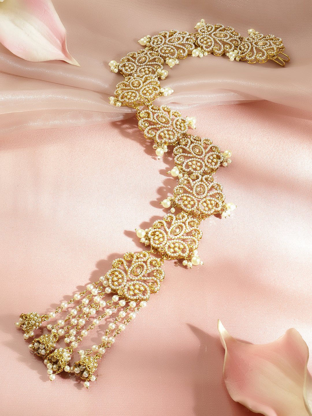 Pearl Embellished Gold Toned Hair Brooch フリーサイズ