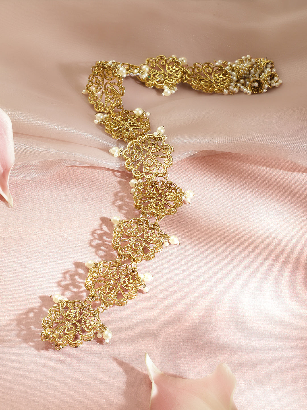 Pearl Embellished Gold Toned Hair Brooch フリーサイズ