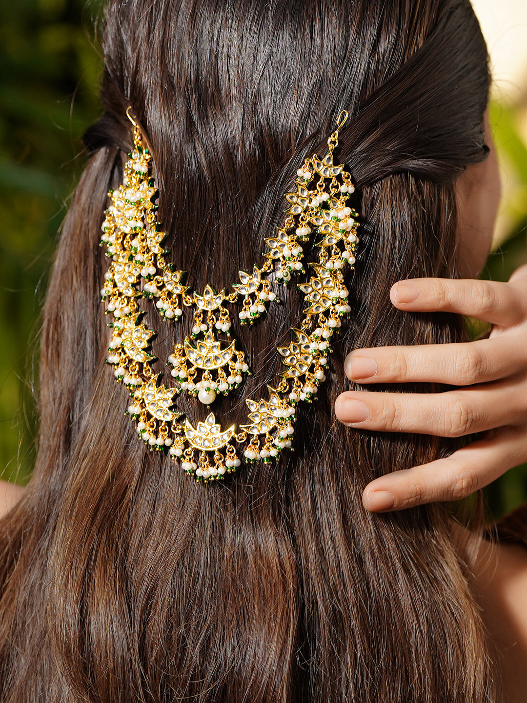 Traditional Glow Kundan Hair Brooch フリーサイズ