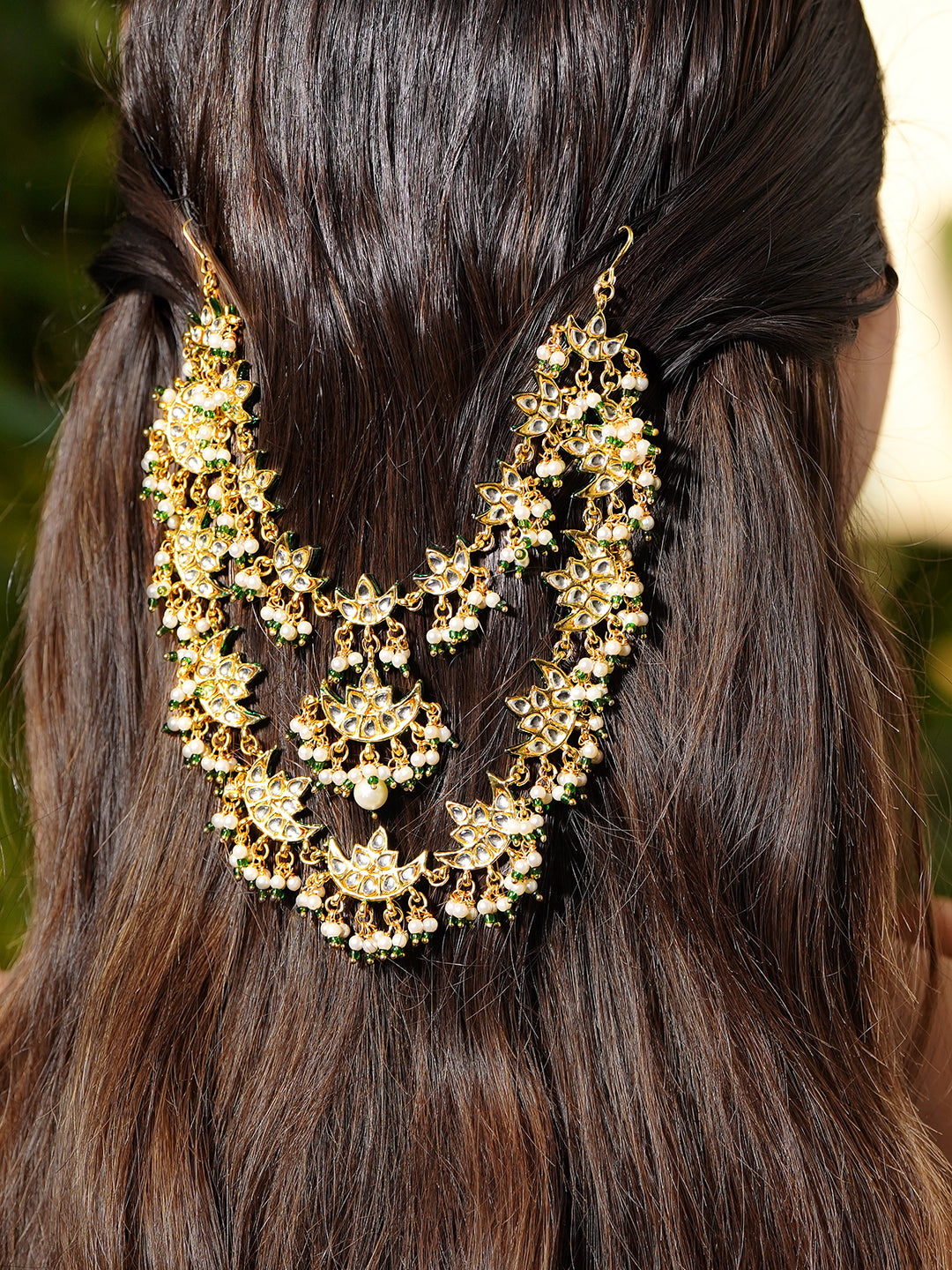 Traditional Glow Kundan Hair Brooch フリーサイズ