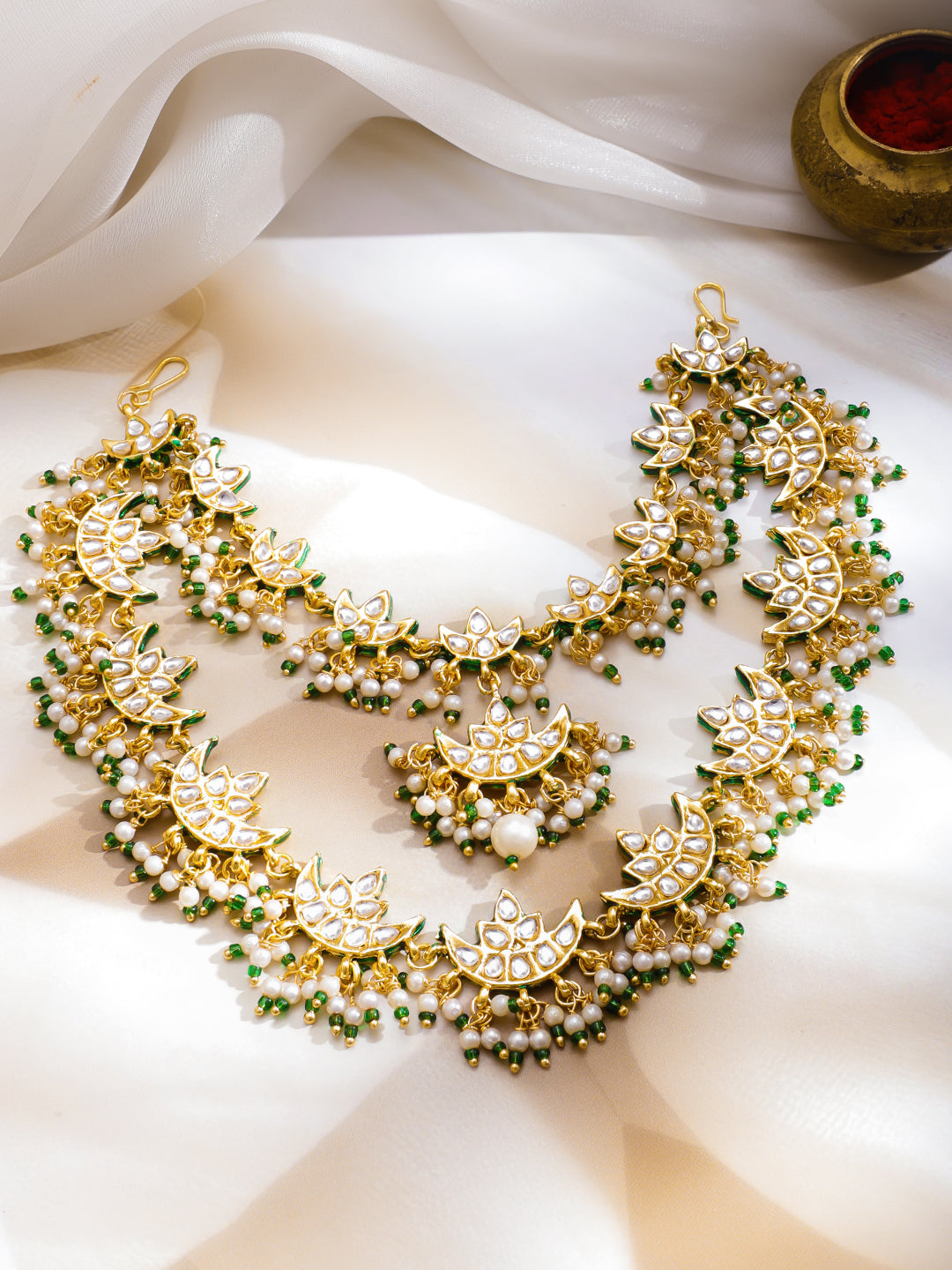 Traditional Glow Kundan Hair Brooch フリーサイズ