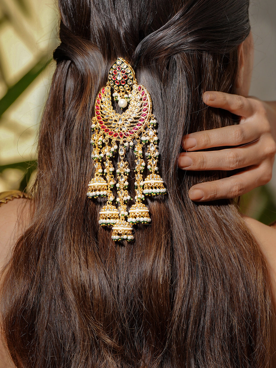 Floral Crest Kundan Hair Brooch フリーサイズ