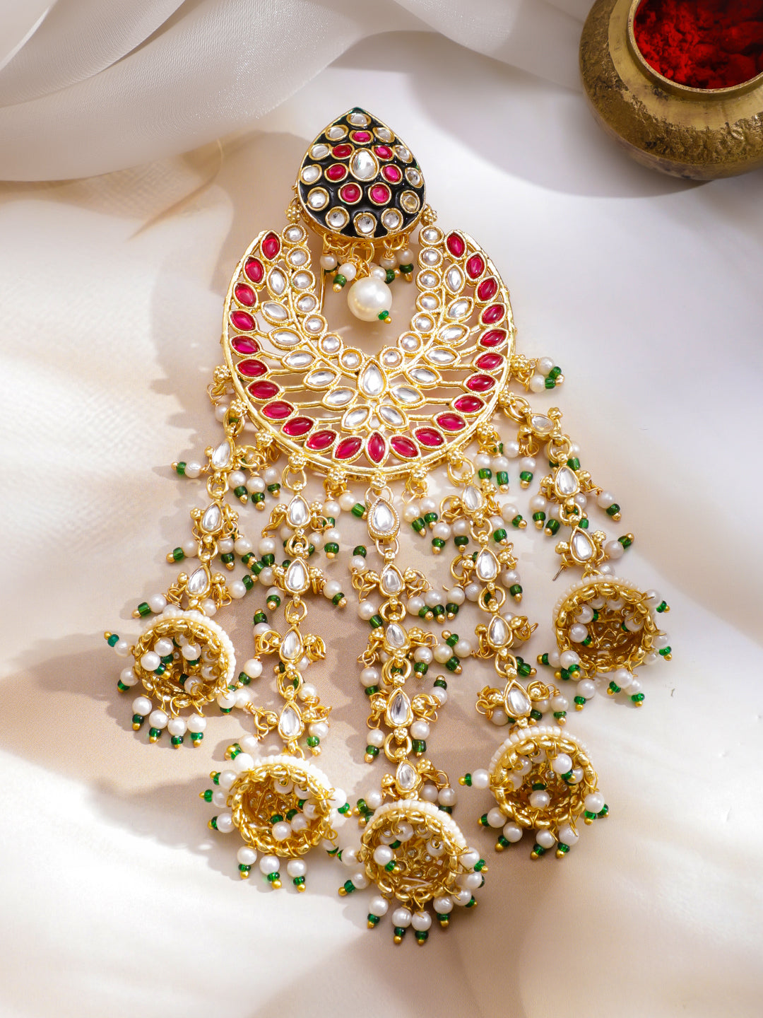 Floral Crest Kundan Hair Brooch フリーサイズ