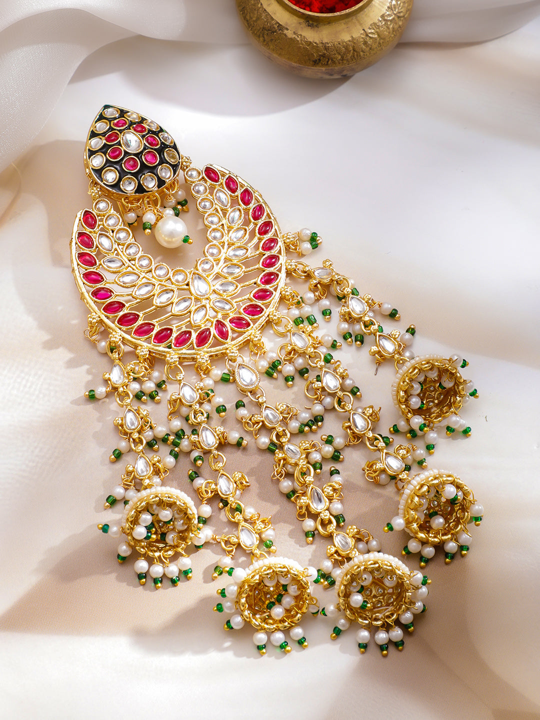 Floral Crest Kundan Hair Brooch フリーサイズ