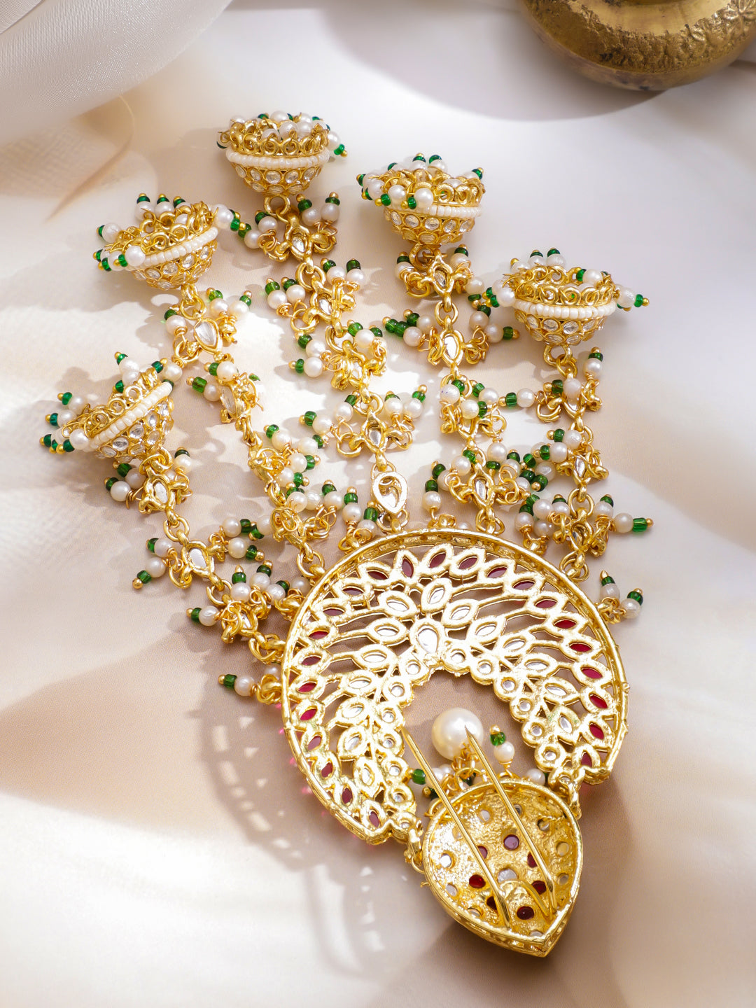 Floral Crest Kundan Hair Brooch フリーサイズ