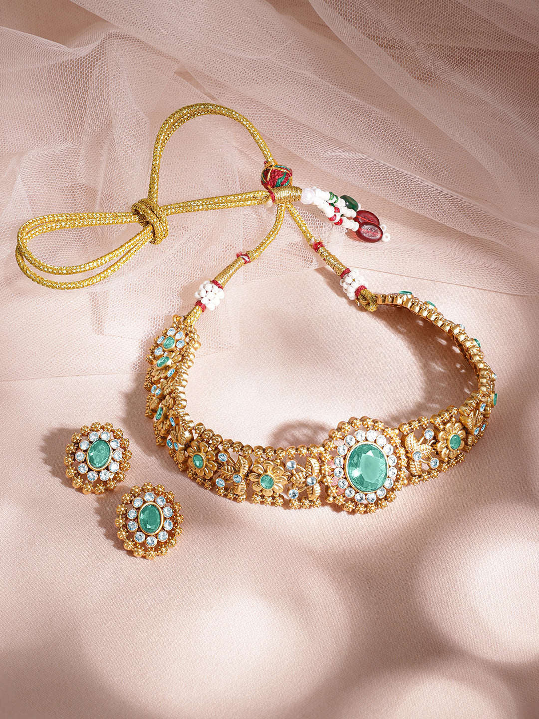 【Rubans】 American Diamond Zirconia Green Choker Set｜アメリカンダイヤモンド ジルコニア グリーン チョーカーセット｜Mint Green