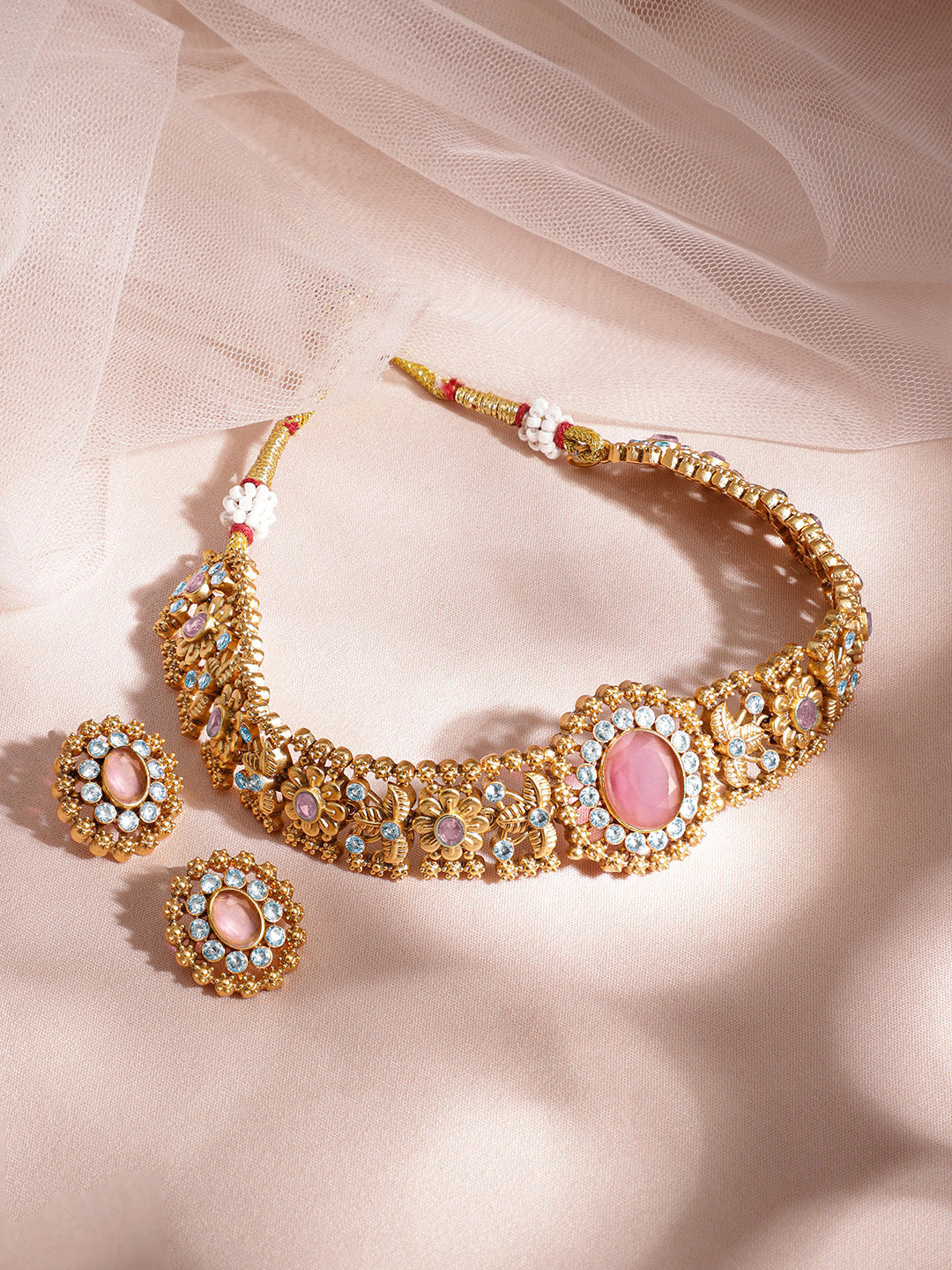 【Rubans】 American Diamond Zirconia Green Choker Set｜アメリカンダイヤモンド ジルコニア グリーン チョーカーセット｜Ruby Pink