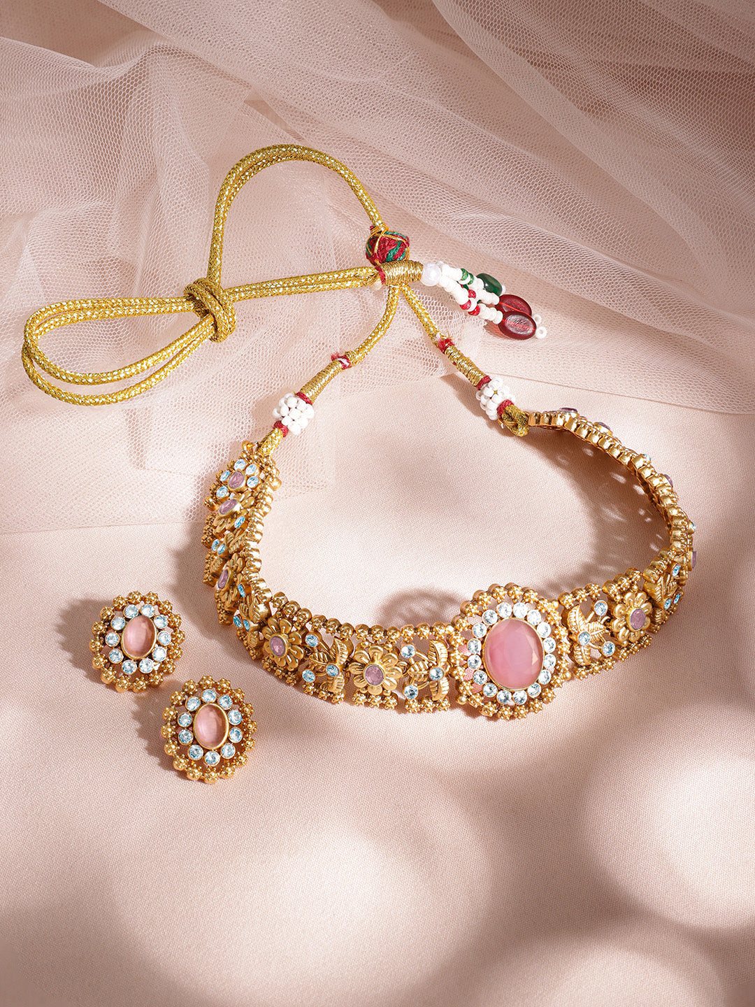 【Rubans】 American Diamond Zirconia Green Choker Set｜アメリカンダイヤモンド ジルコニア グリーン チョーカーセット｜Ruby Pink