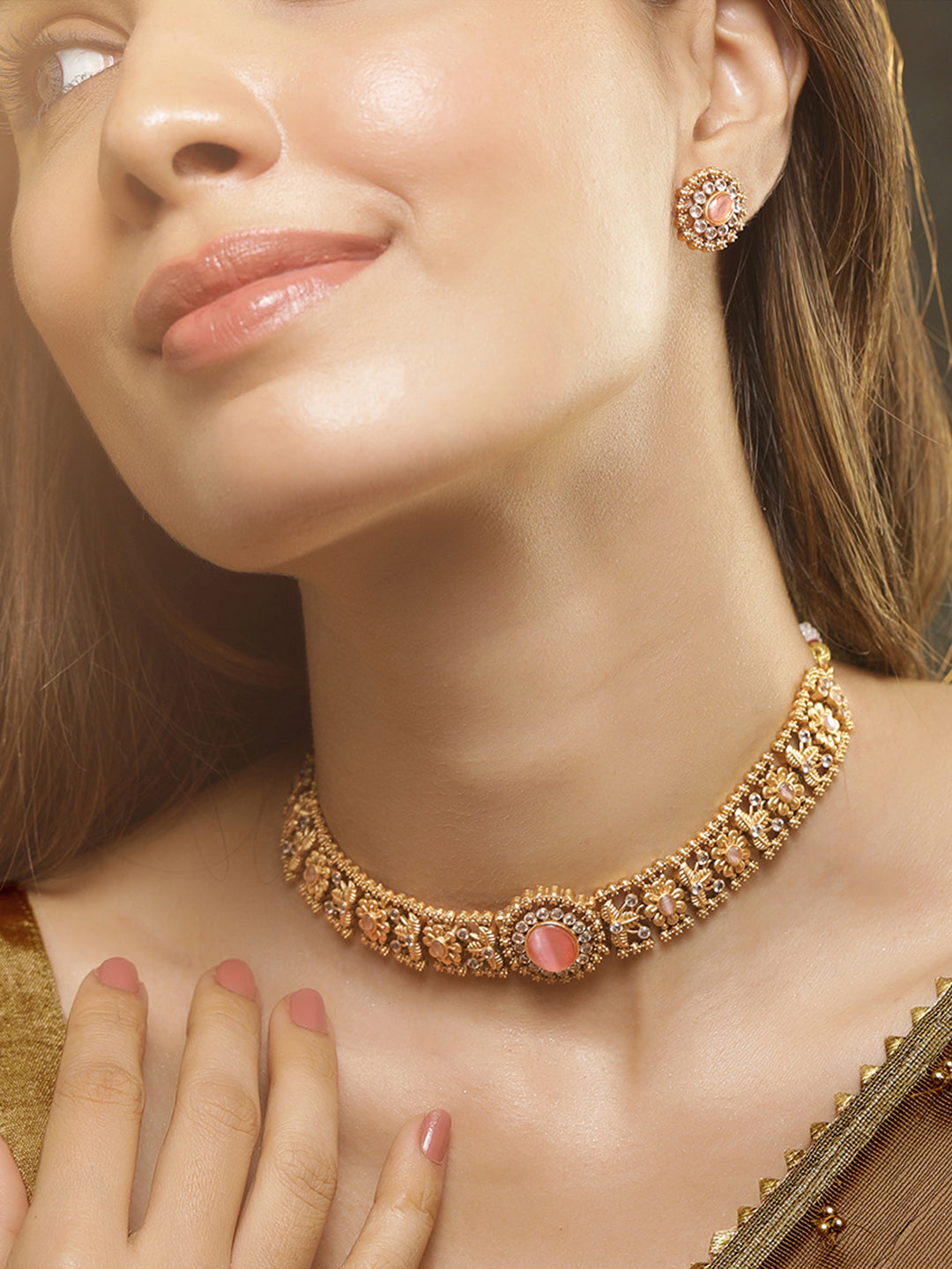 【Rubans】 American Diamond Zirconia Green Choker Set｜アメリカンダイヤモンド ジルコニア グリーン チョーカーセット｜Ruby Pink