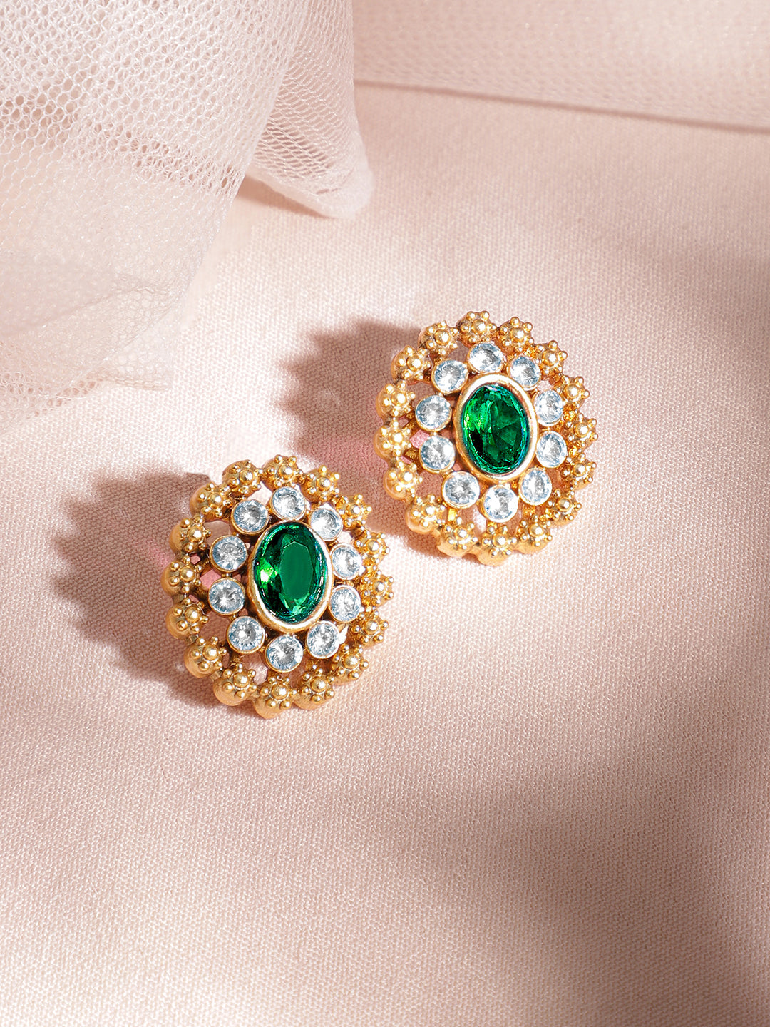 Enchanting Green Gold Plated Choker Set フリーサイズ