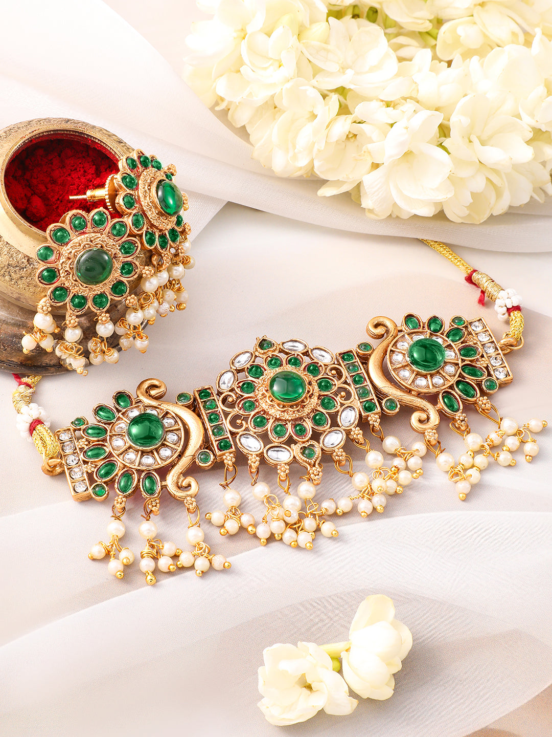 Emerald Lustre Royal Necklace Set フリーサイズ