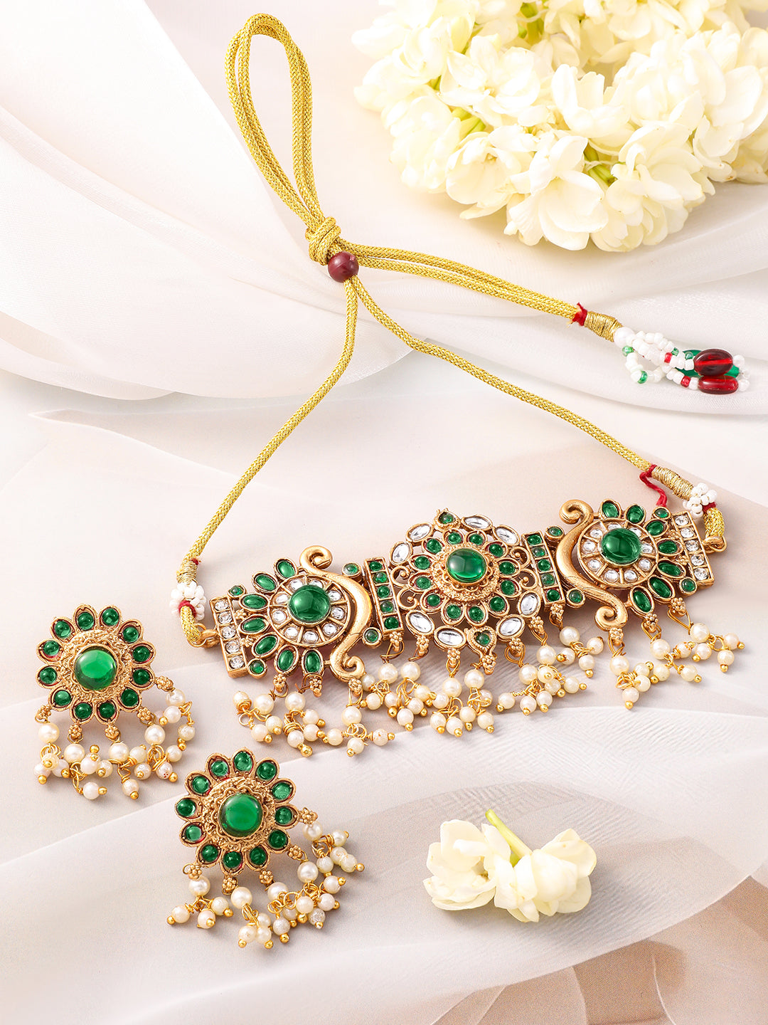 Emerald Lustre Royal Necklace Set フリーサイズ