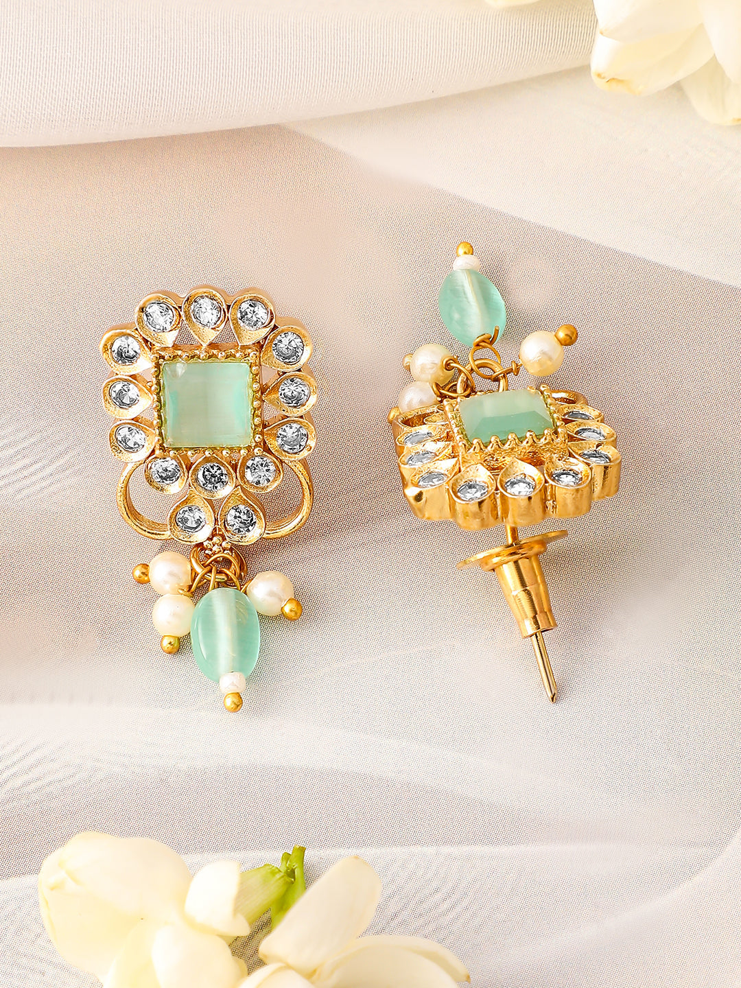 American Diamond Zirconia Green Beads Necklace Set フリーサイズ