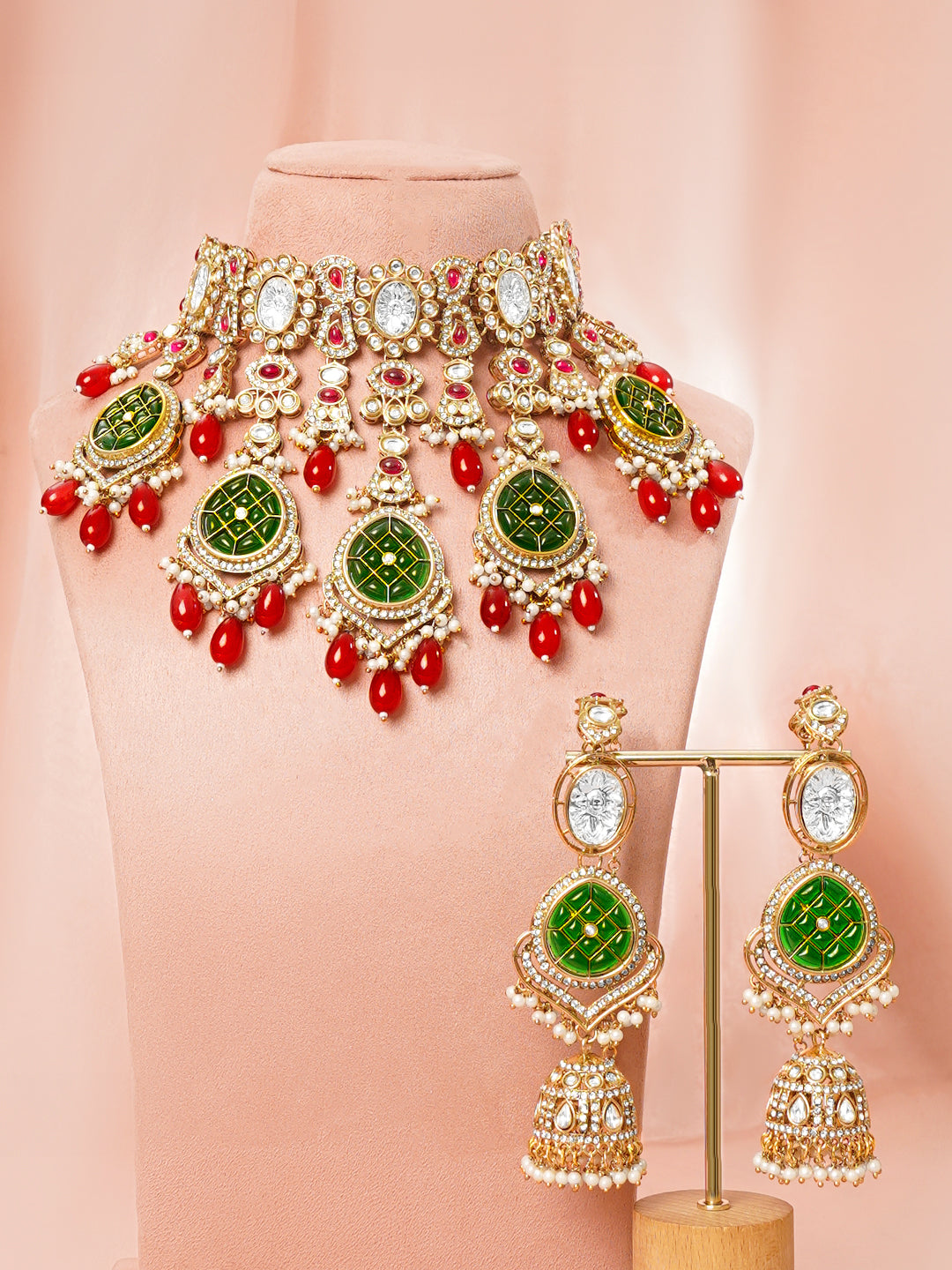 Royal Emerald Drop Bridal Statement Set フリーサイズ