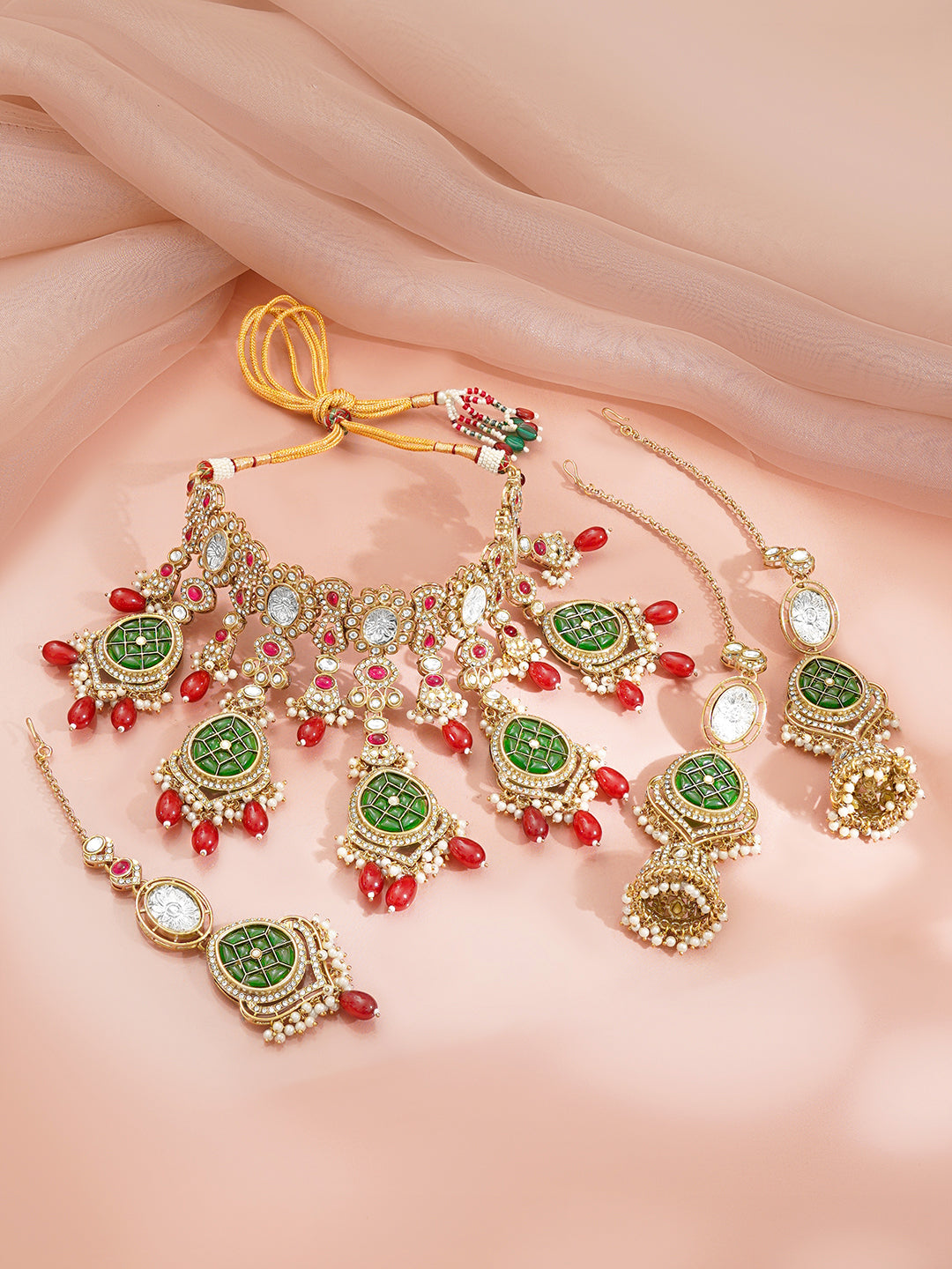 Royal Emerald Drop Bridal Statement Set フリーサイズ
