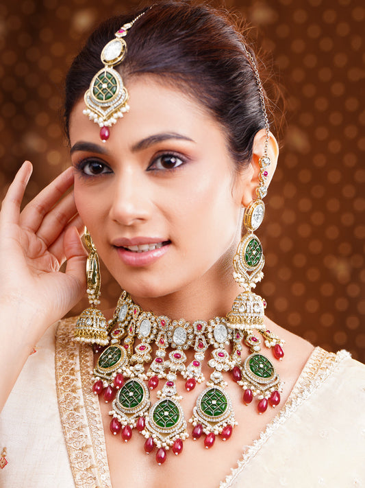 Royal Emerald Drop Bridal Statement Set フリーサイズ