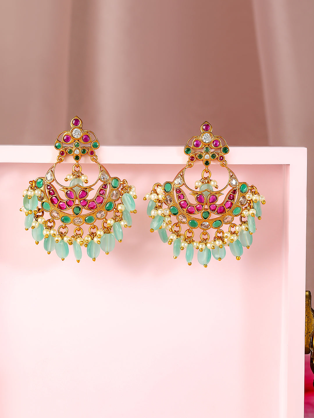 Enchanting Multicolour Kundan Chandbali フリーサイズ