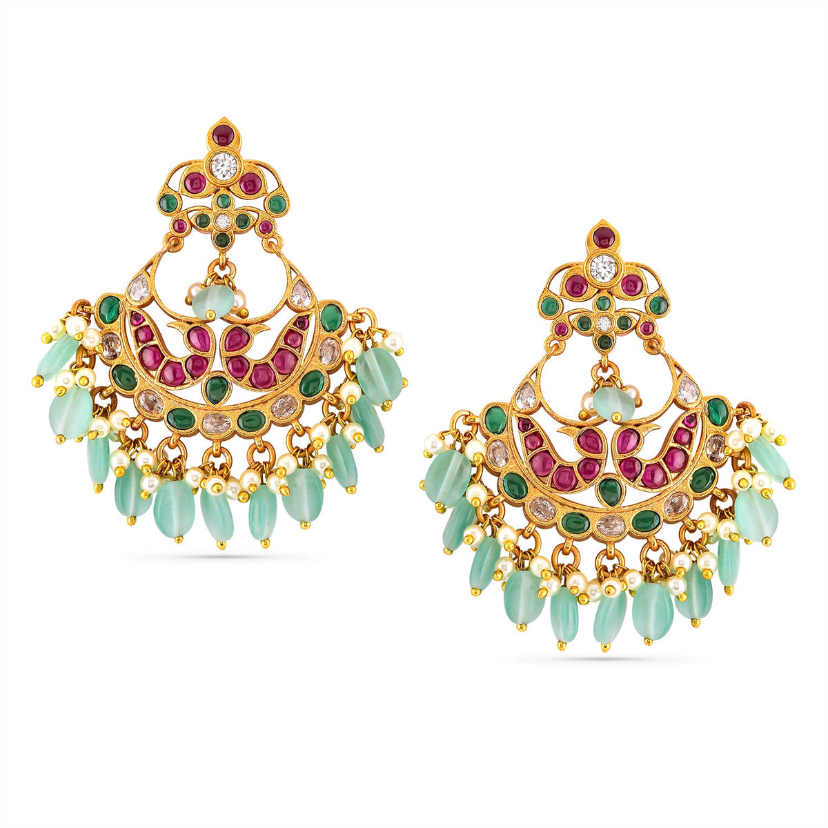Enchanting Multicolour Kundan Chandbali フリーサイズ