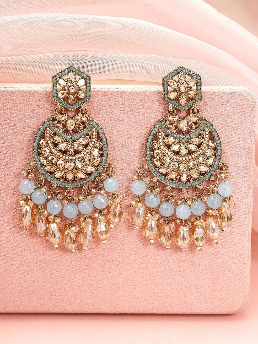 Regal Glow Turquoise Blue Chandbali フリーサイズ