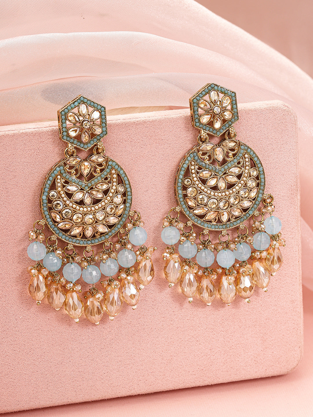Regal Glow Turquoise Blue Chandbali フリーサイズ