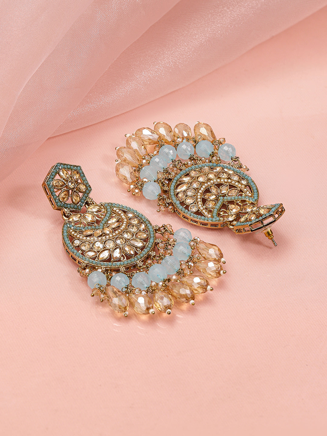 Regal Glow Turquoise Blue Chandbali フリーサイズ