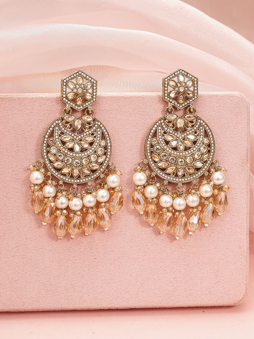 Gilded Spark Pearl Champagne Chandbali フリーサイズ