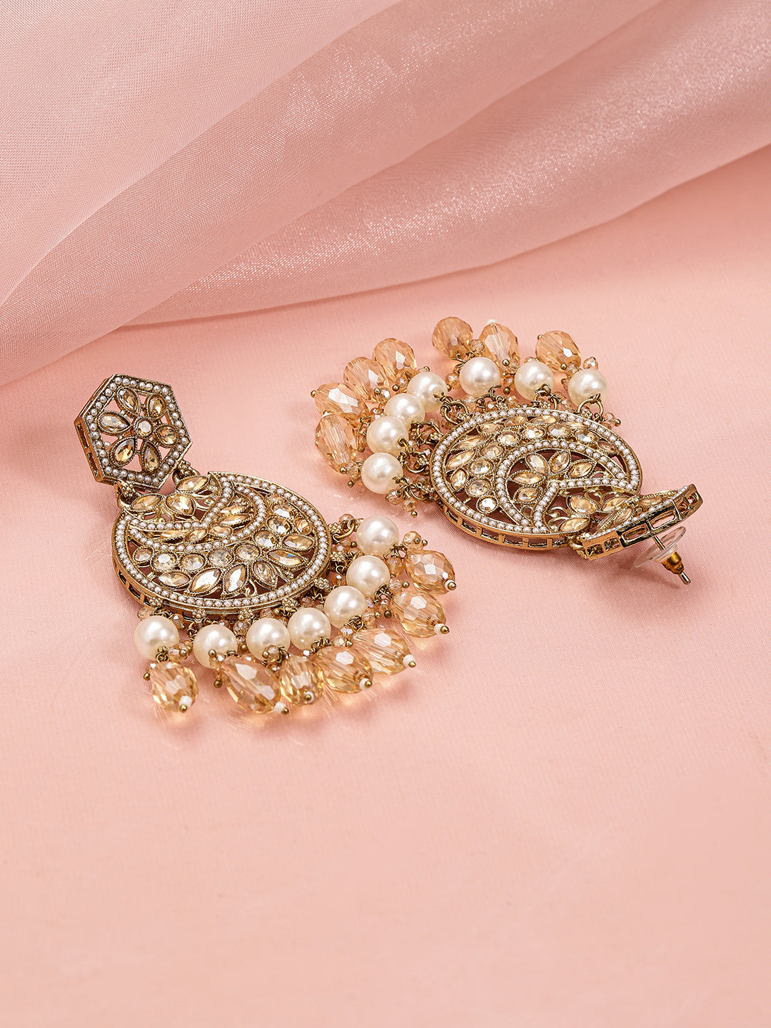 Gilded Spark Pearl Champagne Chandbali フリーサイズ