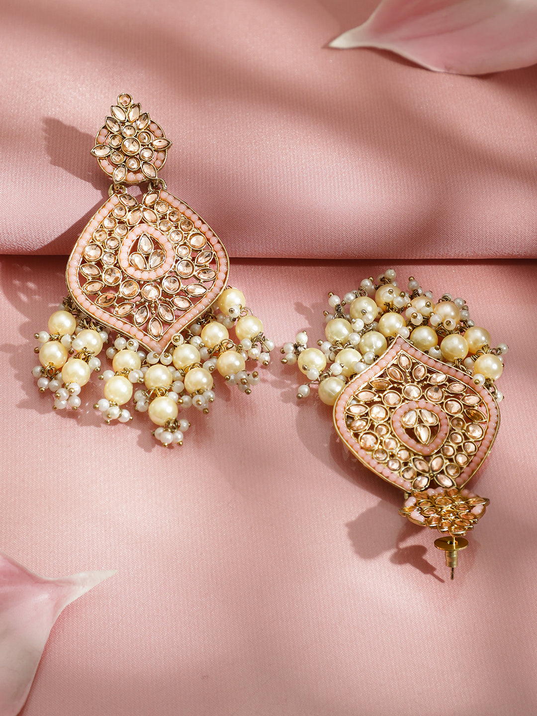 Luminous Gold-Tone Crystal Danglers フリーサイズ