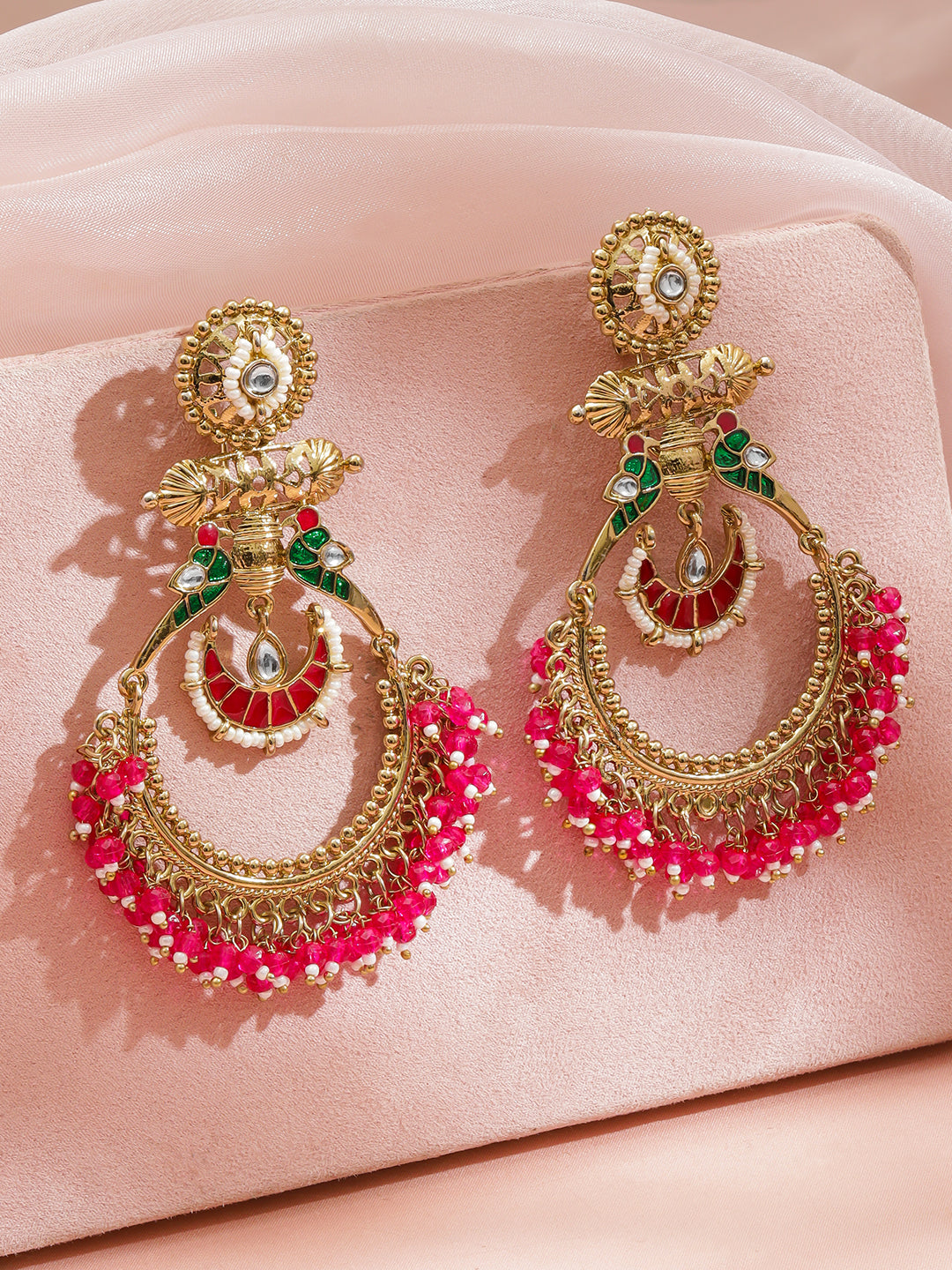 Rich Pink Traditional Chandbali フリーサイズ