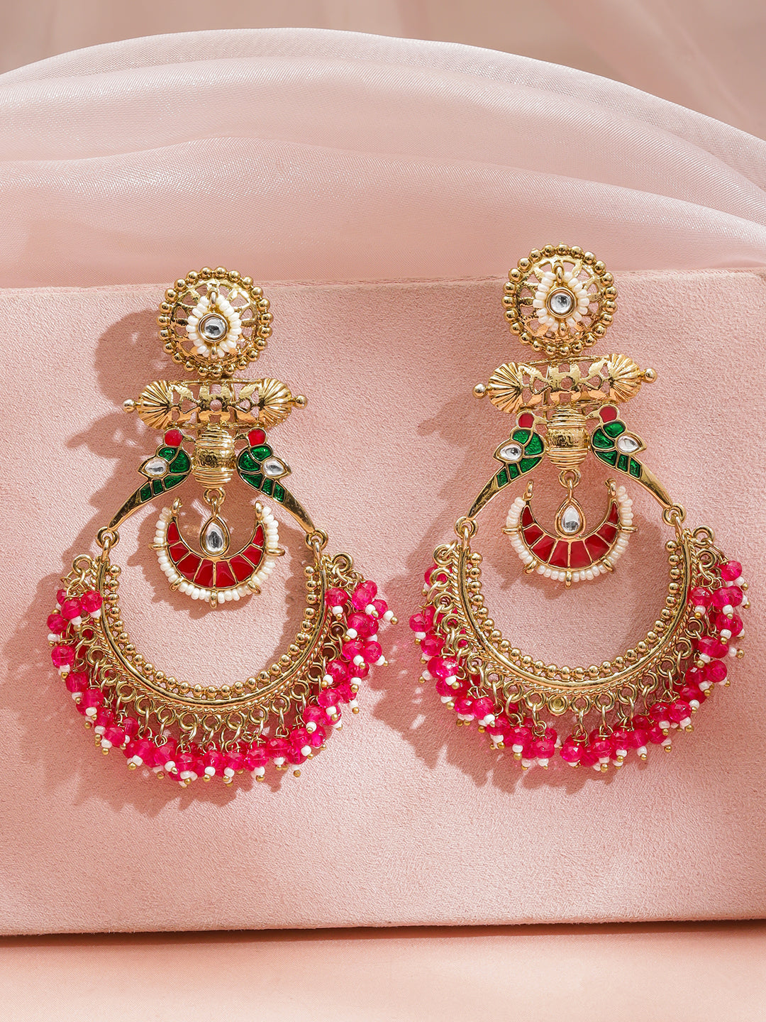 Rich Pink Traditional Chandbali フリーサイズ