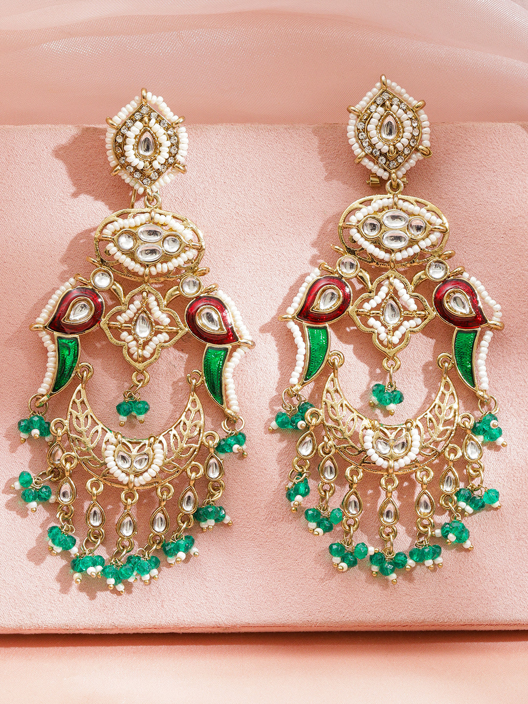 Artisan Peacock Green Danglers フリーサイズ