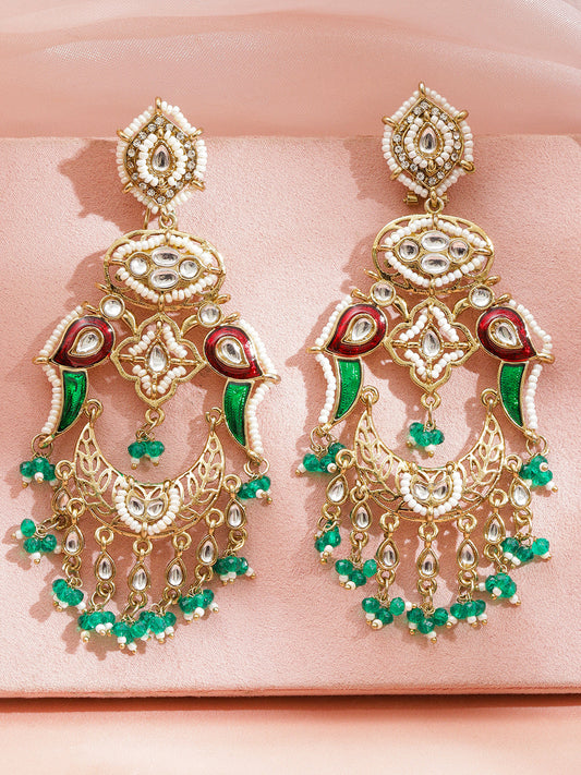 Artisan Peacock Green Danglers フリーサイズ