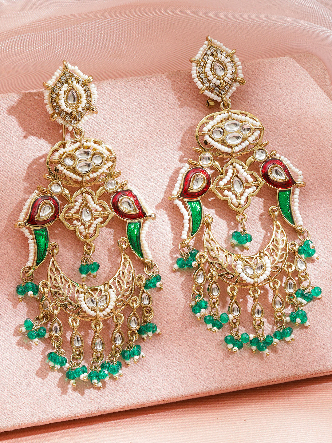 Artisan Peacock Green Danglers フリーサイズ